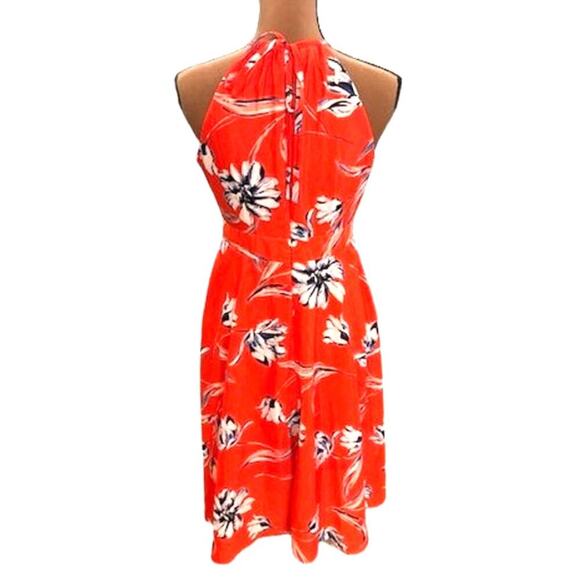 Eliza J. Sleeveless Halter Neck Fit & Flare Orange Mini Dress with Floral Print - Picture 5 of 7